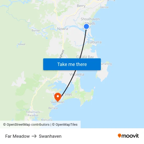 Far Meadow to Swanhaven map