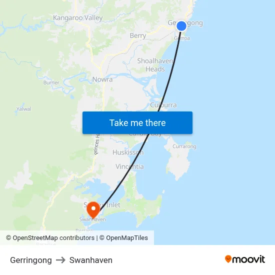 Gerringong to Swanhaven map