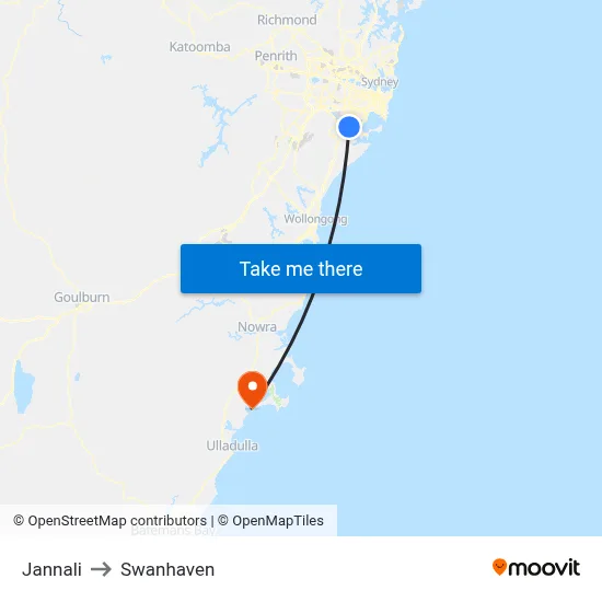 Jannali to Swanhaven map