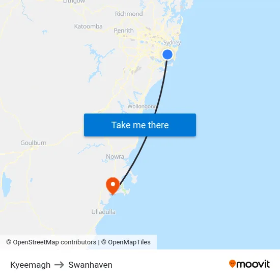 Kyeemagh to Swanhaven map