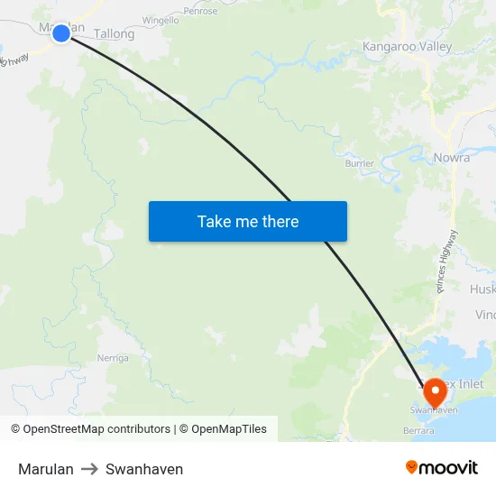 Marulan to Swanhaven map
