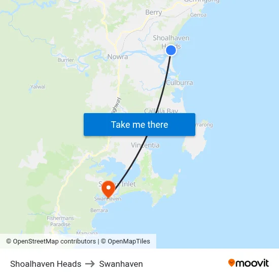 Shoalhaven Heads to Swanhaven map