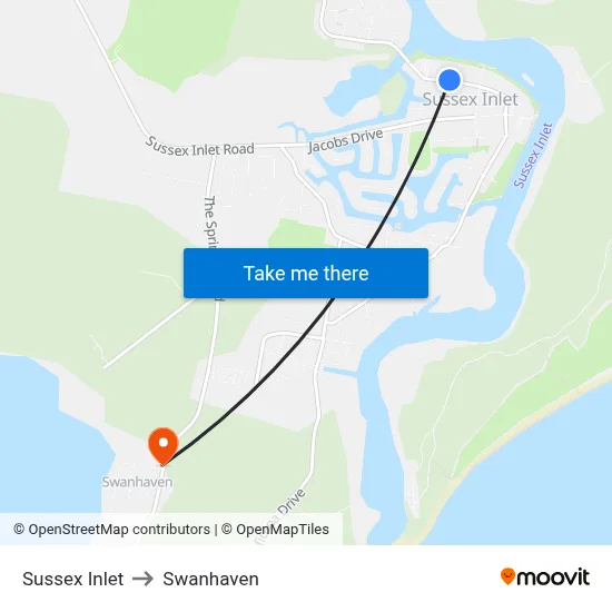 Sussex Inlet to Swanhaven map
