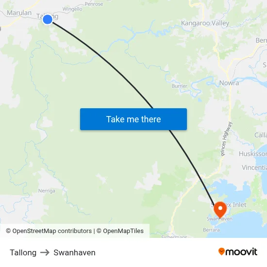 Tallong to Swanhaven map