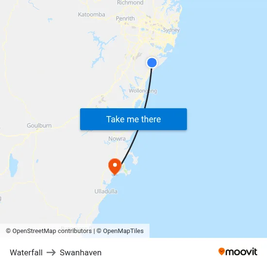 Waterfall to Swanhaven map