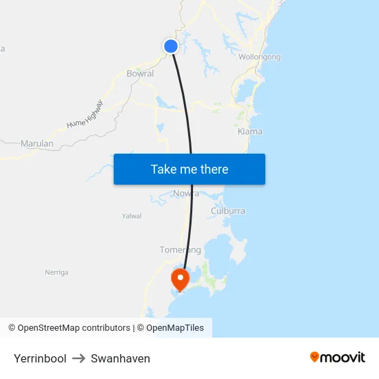 Yerrinbool to Swanhaven map