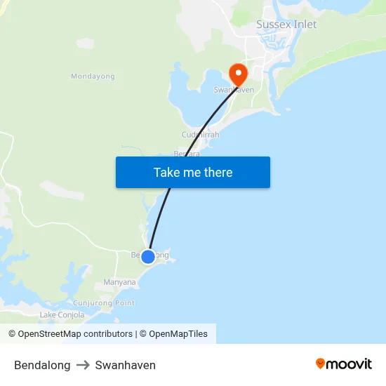 Bendalong to Swanhaven map