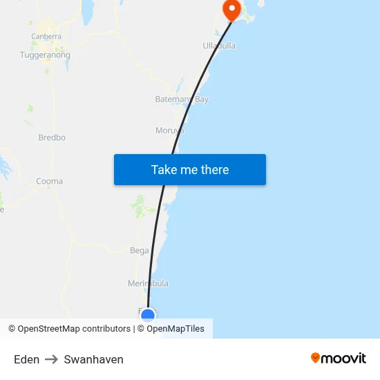 Eden to Swanhaven map