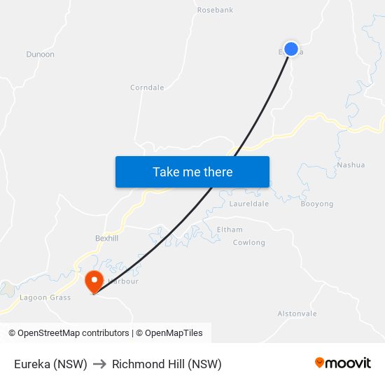 Eureka (NSW) to Richmond Hill (NSW) map