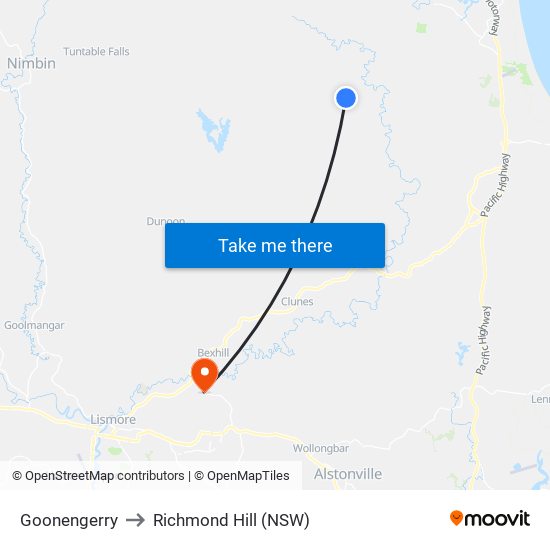 Goonengerry to Richmond Hill (NSW) map