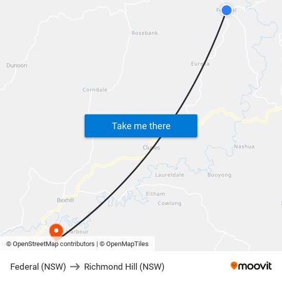 Federal (NSW) to Richmond Hill (NSW) map