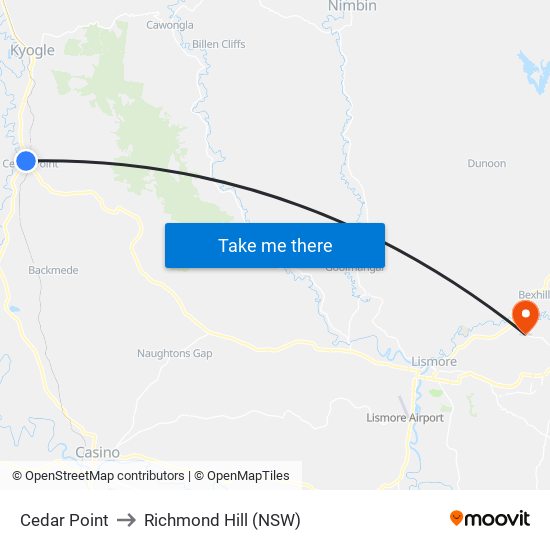 Cedar Point to Richmond Hill (NSW) map