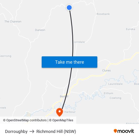 Dorroughby to Richmond Hill (NSW) map