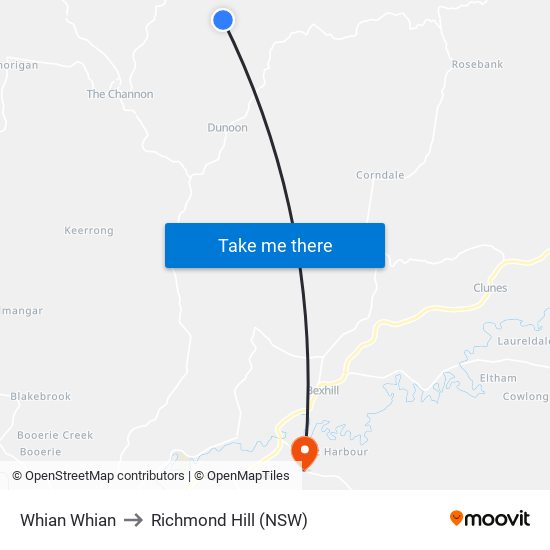 Whian Whian to Richmond Hill (NSW) map