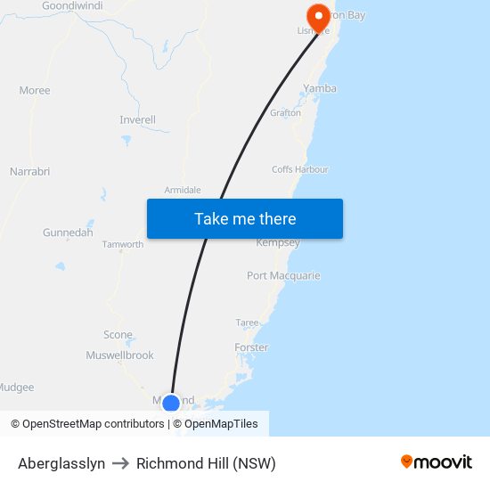 Aberglasslyn to Richmond Hill (NSW) map