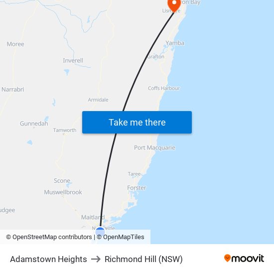 Adamstown Heights to Richmond Hill (NSW) map