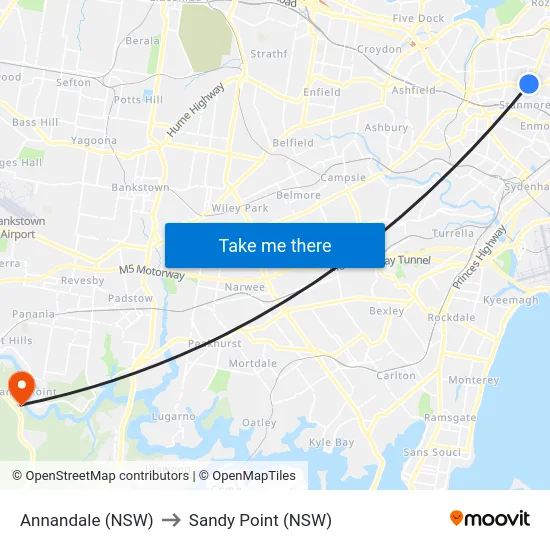 Annandale (NSW) to Sandy Point (NSW) map