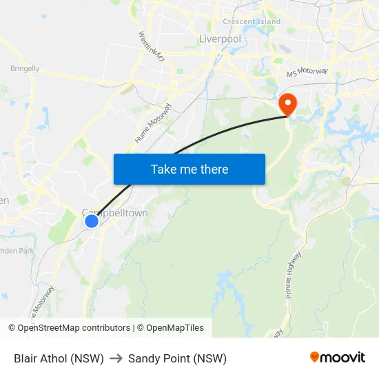 Blair Athol (NSW) to Sandy Point (NSW) map