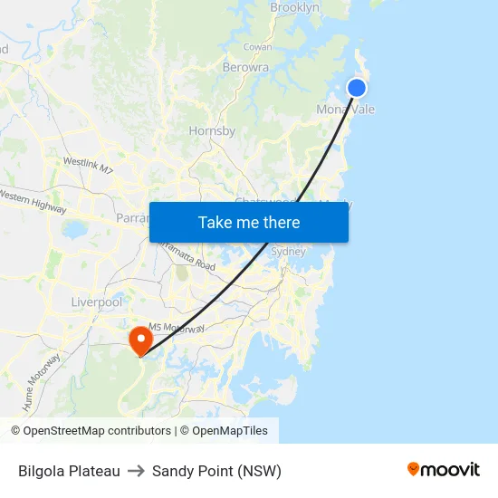 Bilgola Plateau to Sandy Point (NSW) map