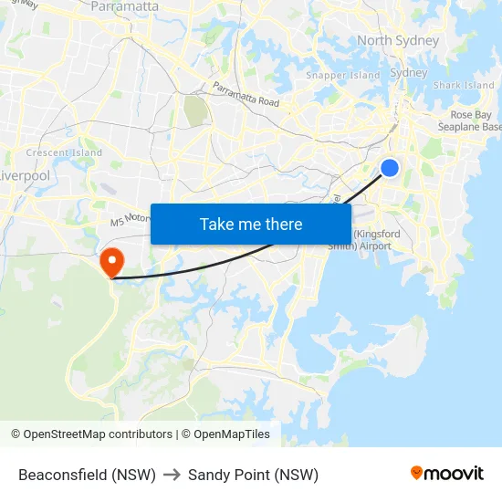 Beaconsfield (NSW) to Sandy Point (NSW) map