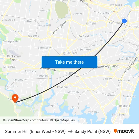 Summer Hill (Inner West - NSW) to Sandy Point (NSW) map