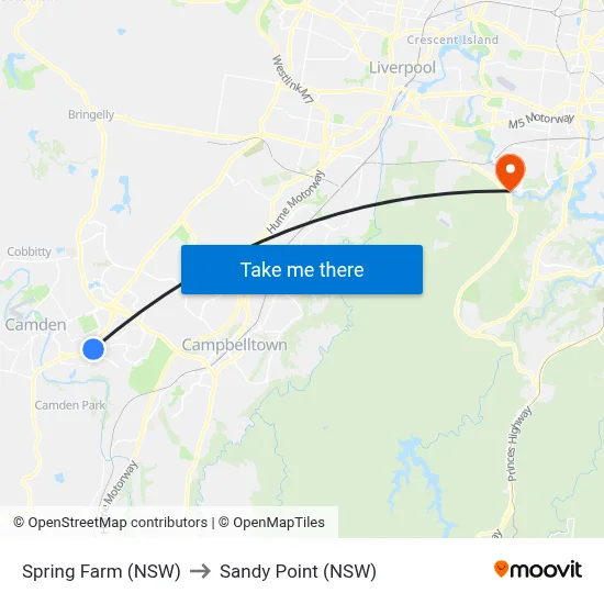 Spring Farm (NSW) to Sandy Point (NSW) map