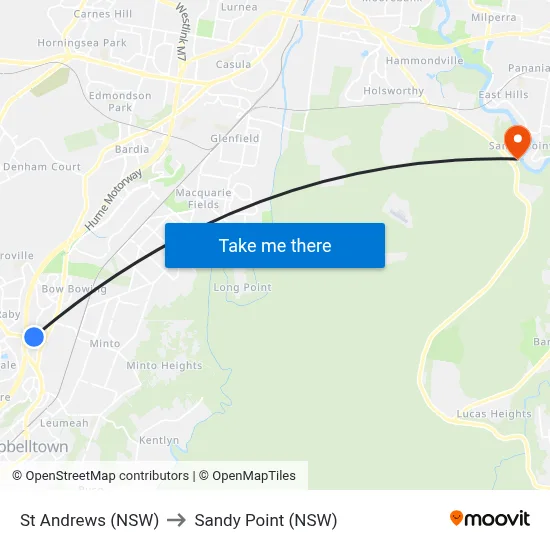 St Andrews (NSW) to Sandy Point (NSW) map