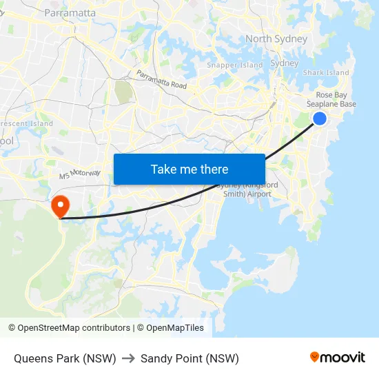 Queens Park (NSW) to Sandy Point (NSW) map