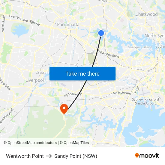 Wentworth Point to Sandy Point (NSW) map