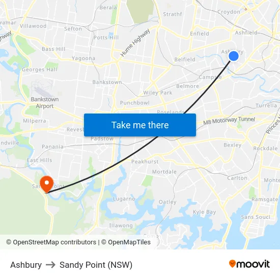 Ashbury to Sandy Point (NSW) map
