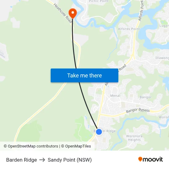 Barden Ridge to Sandy Point (NSW) map
