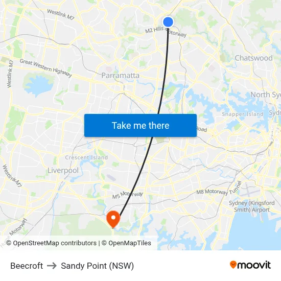 Beecroft to Sandy Point (NSW) map