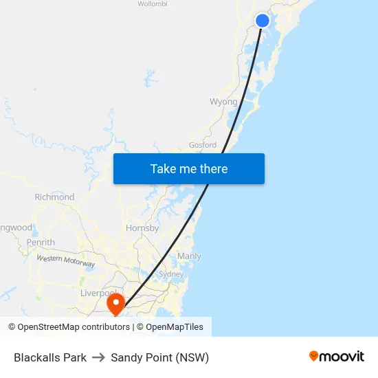 Blackalls Park to Sandy Point (NSW) map