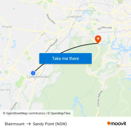 Blairmount to Sandy Point (NSW) map