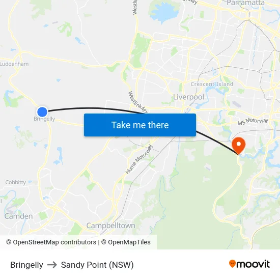 Bringelly to Sandy Point (NSW) map