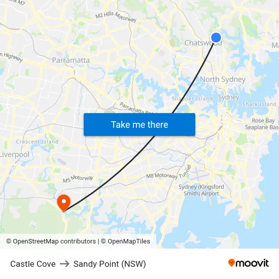 Castle Cove to Sandy Point (NSW) map