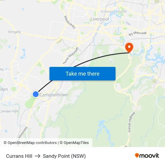 Currans Hill to Sandy Point (NSW) map