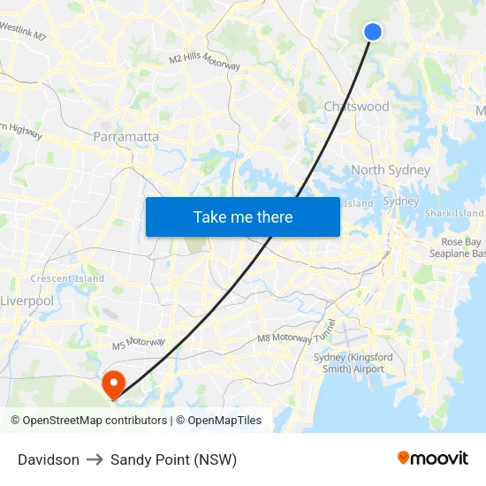 Davidson to Sandy Point (NSW) map