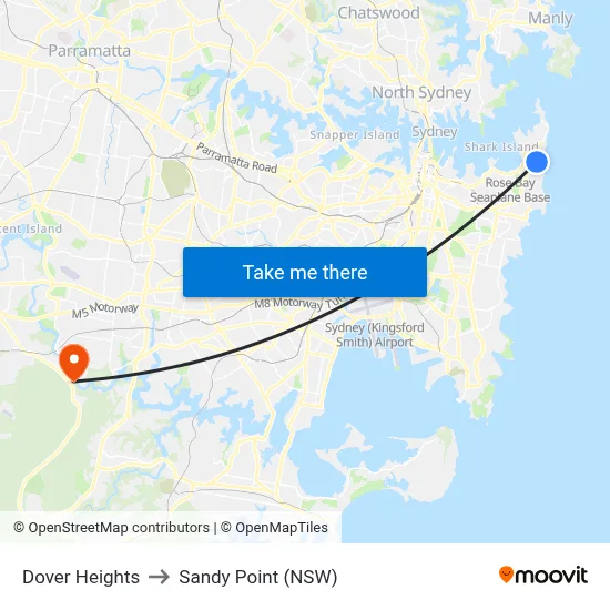 Dover Heights to Sandy Point (NSW) map