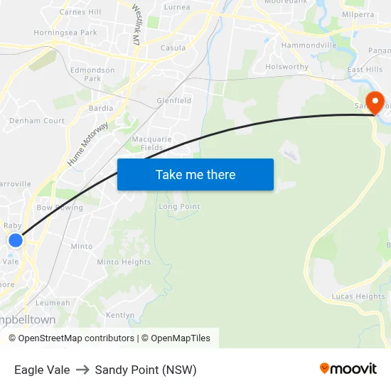 Eagle Vale to Sandy Point (NSW) map