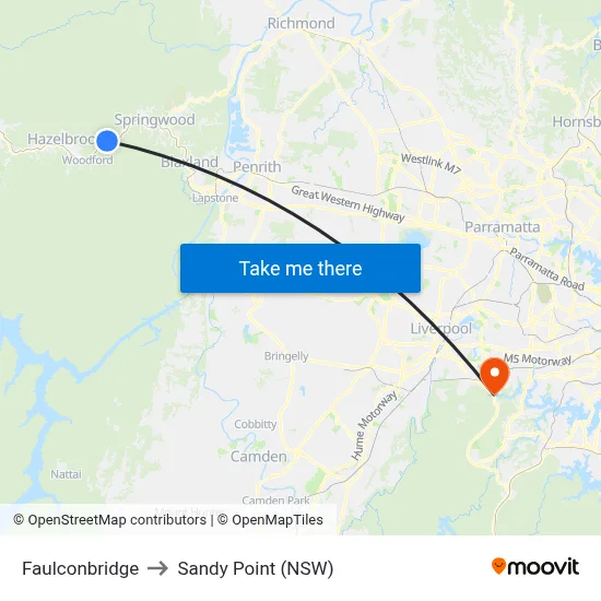 Faulconbridge to Sandy Point (NSW) map