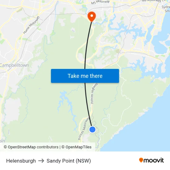 Helensburgh to Sandy Point (NSW) map