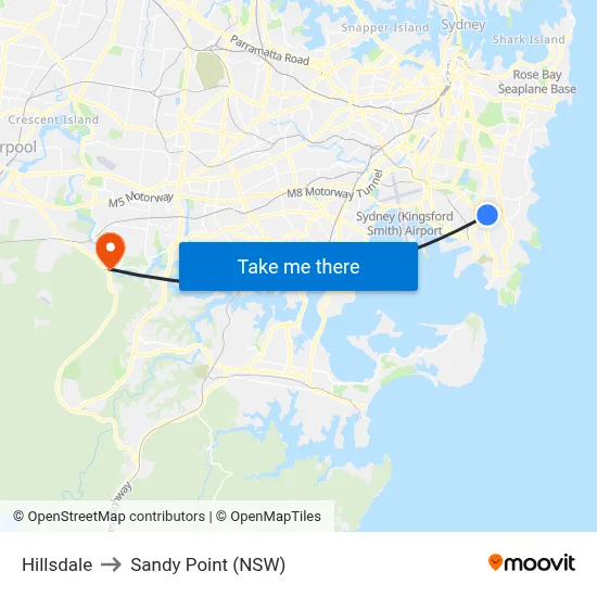 Hillsdale to Sandy Point (NSW) map