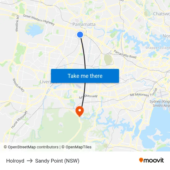 Holroyd to Sandy Point (NSW) map
