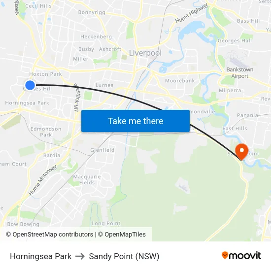 Horningsea Park to Sandy Point (NSW) map