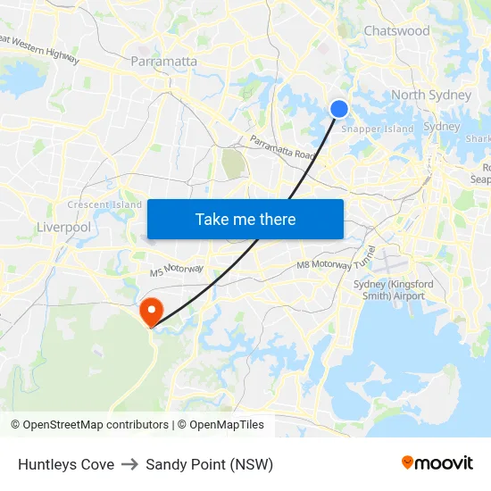 Huntleys Cove to Sandy Point (NSW) map