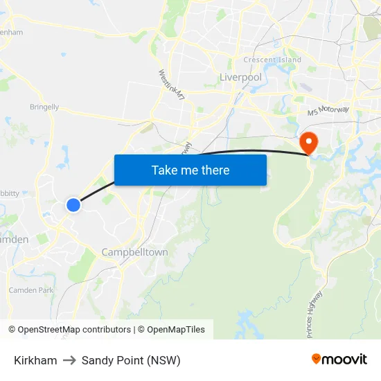 Kirkham to Sandy Point (NSW) map