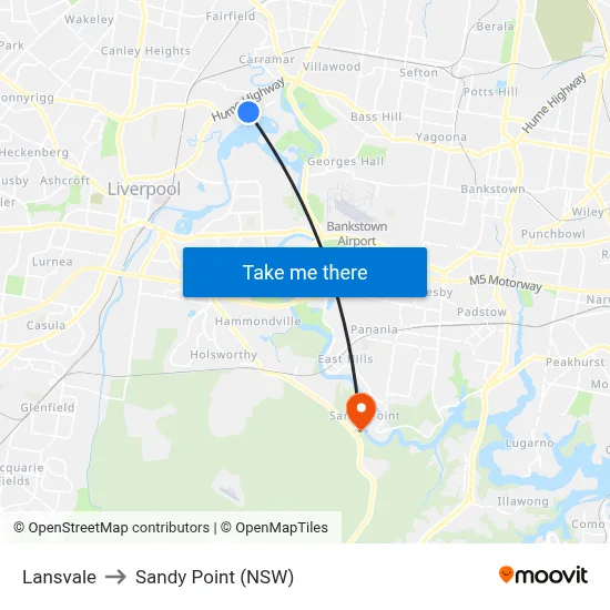 Lansvale to Sandy Point (NSW) map