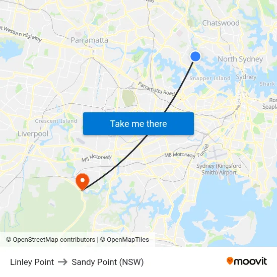 Linley Point to Sandy Point (NSW) map