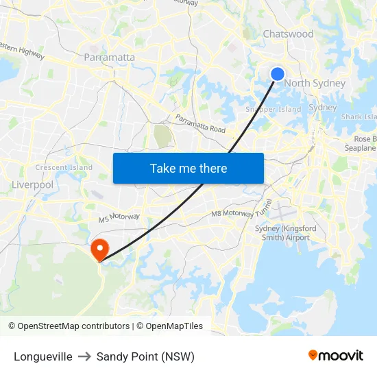 Longueville to Sandy Point (NSW) map
